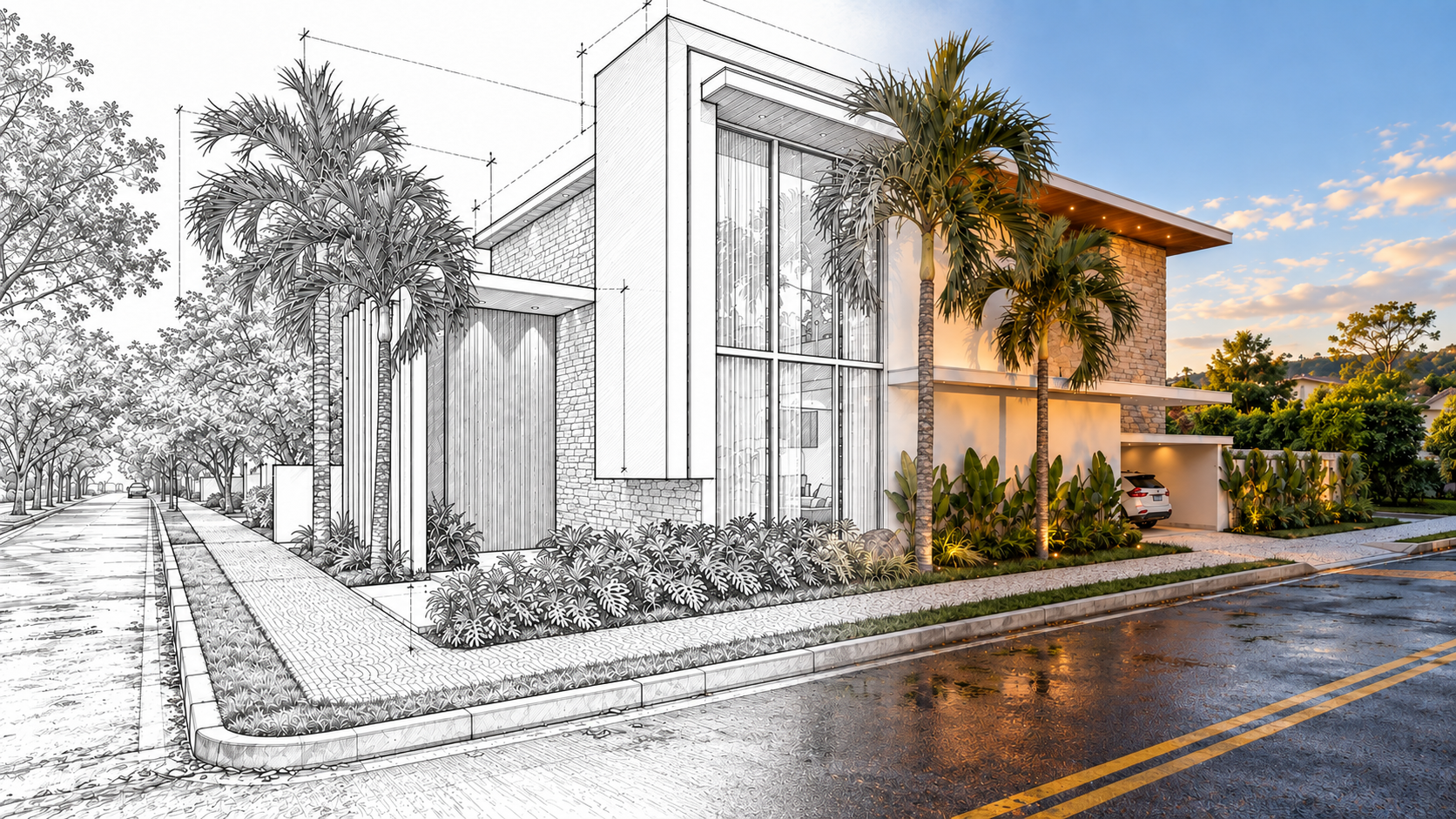 Arquitetura de uma casa e sua relação com a paisagem